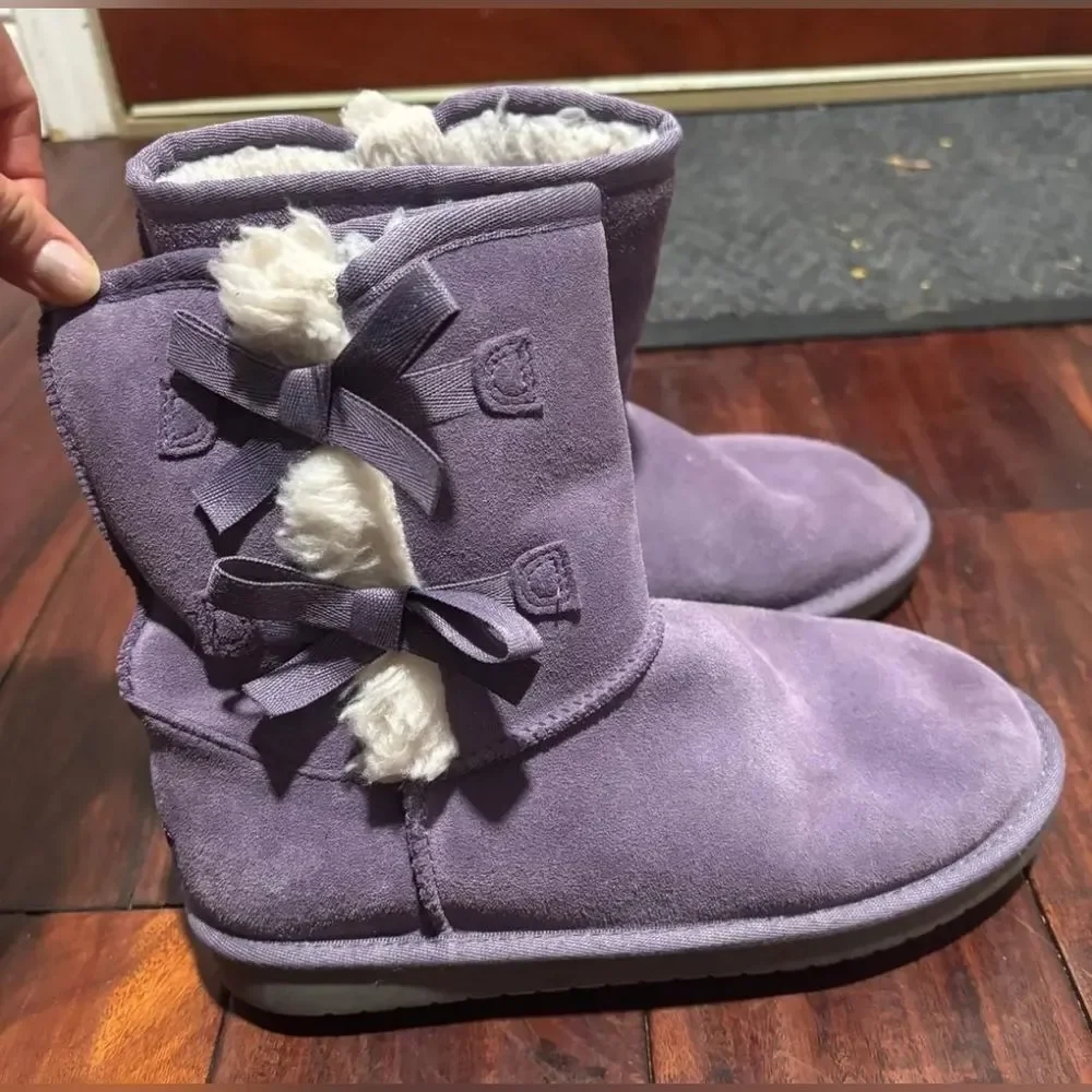 UGG Kookaburra Victoria Short purple Bailey Black Sheepskin Boots 7
